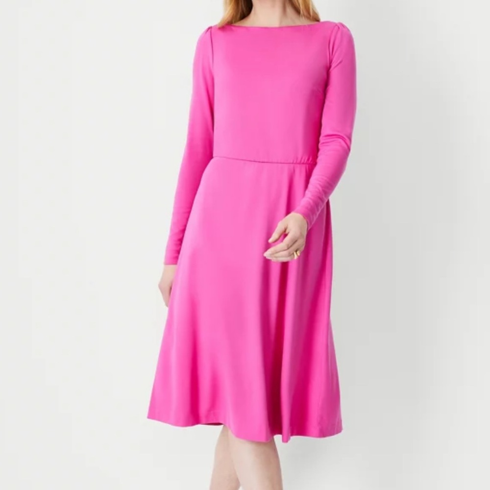 Ann Taylor Pink A-Line Long Sleeve Dress